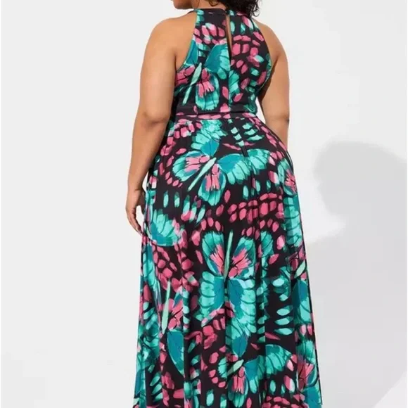 New Torrid Maxi Studio Knit Butterfly Halter Dress sun dress summer spring 4X 26 - Picture 2 of 6